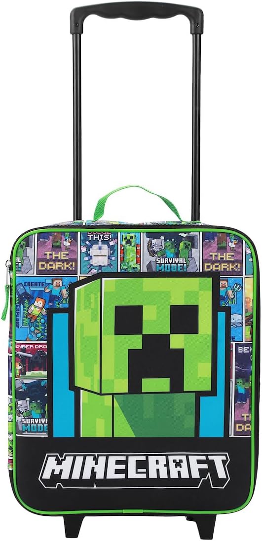Bioworld Minecraft Creeper Youth 4-Piece Travel Set-14 Carry-on, Duffle Bag, and Luggage Tag Set