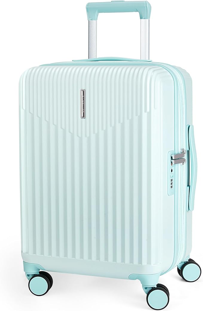 BAGSMART Carry On Luggage 22x14x9 Airline Approved with Spinner Wheels,100% PC Hardside Expandable Luggage with TSA Lock for Trips, 20 Inch Rolling Suitcases for Men Women,Green