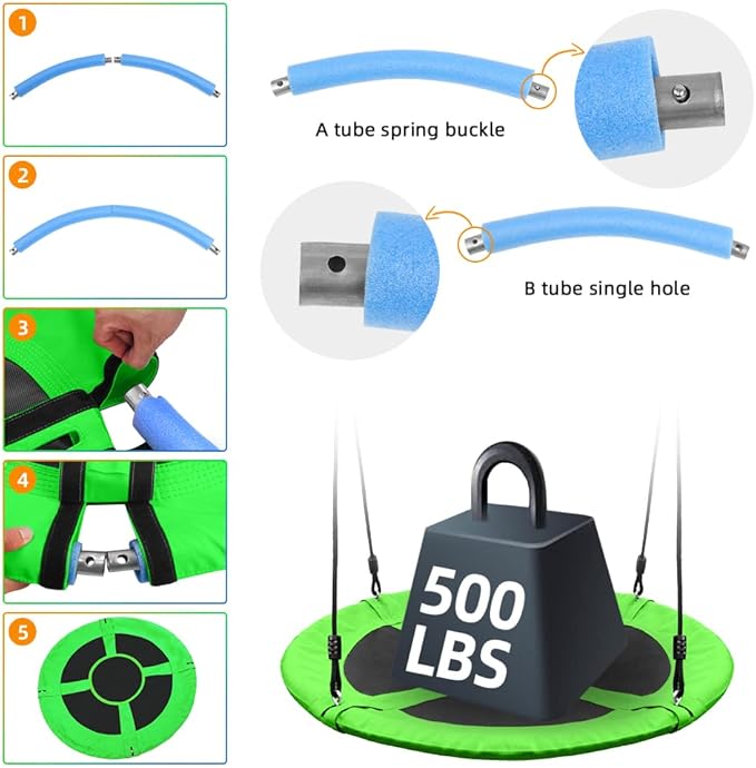 Saucer Tree Swing Seat for Kids 40 Inch Outdoor Round Tree Swing for Children Outdoor Swing Set Accessories