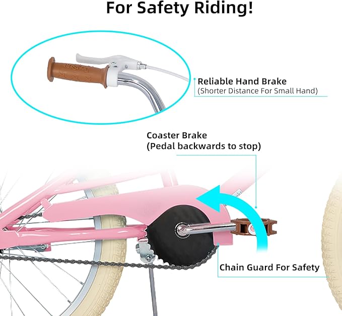 JOYSTAR Girls Bike for 2-12 Years Old Toddlers and Kids, 12" 14" 16" 18“ Retro Style Kids Bike with Training Wheels, 20 Inch Children Bicycle with Kickstand