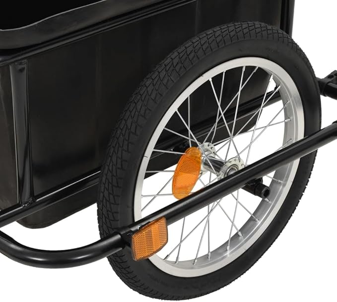 Bike Cargo Trailer Black 13.2 gal, Bicycle Cart Wagon Trailer w/Hitch, 330.7 lb Max Load Steel Frame Heavy Duty Bicycle Cargo Wagon Trailer for Carrying Stuff Luggage Plants Tools
