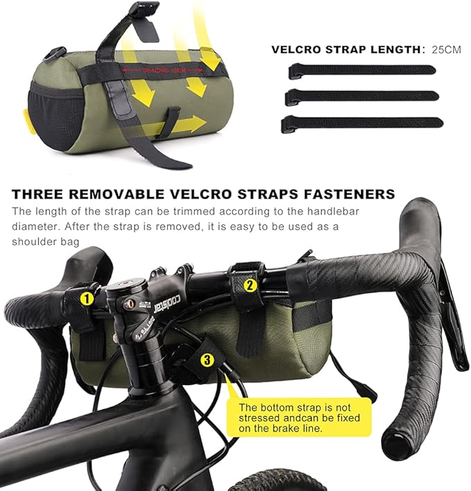 Rhinowalk Bike Handlebar Bag, Bicycle Front Bag Frame Storage Roll Bag Mountain Road Bikes Commuter Shoulder Bag Professional Cycling Accessories
