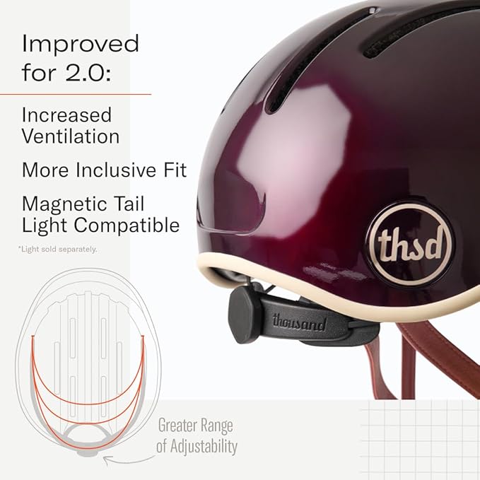 Thousand Heritage 2.0 Adult Bike Helmet; The Original Low Profile Retro Commuter Cycling Helmet Safety Certified for Bicycle Skateboard Skating Roller Skates; for Men & Women