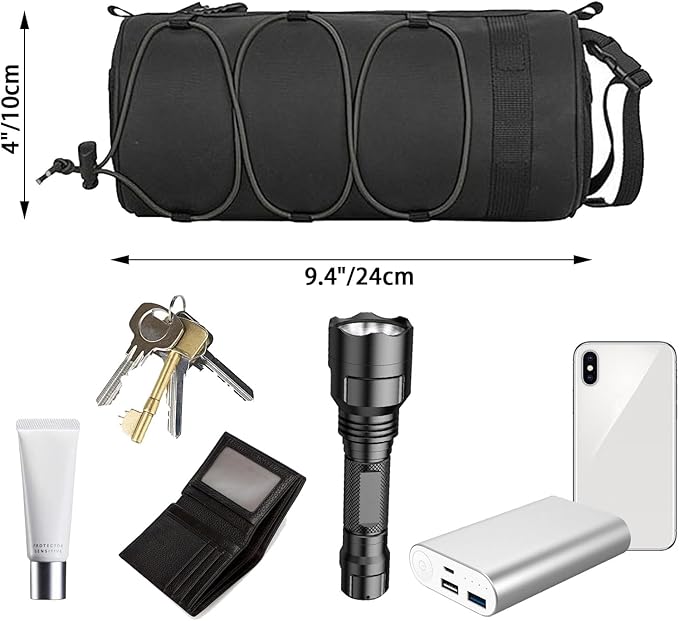 2.5L Bike Handlebar Bag, Waterproof Bicycle Accessories, Bike Frame Front Pouch with Zipper and Shoulder Strap