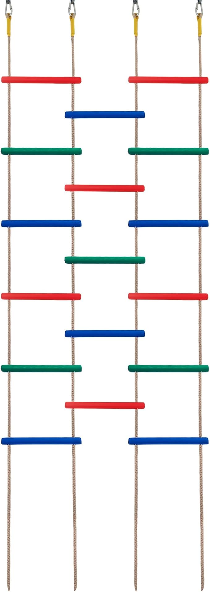 Wooden Climbing Rope Ladder for Kids: 6 - Foot - Long, 14 - inch - Wide, Sturdy, Durable, for Indoor/Outdoor Use, Good for Health, a Fantastic Gift (Three Multicolored Sets)