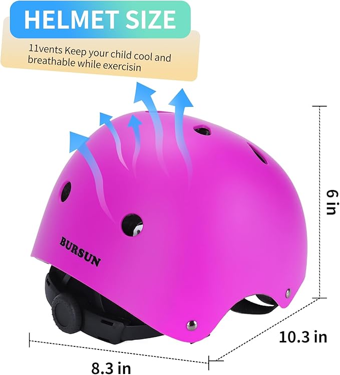BURSUN Kids Bike Helmet Ventilation & Adjustable Toddler Helmet for Ages 2-14 Kids Boys Girls Multi-Sport Helmet for Skateboard Roller Skateing Bicycle Scooter blance Bike