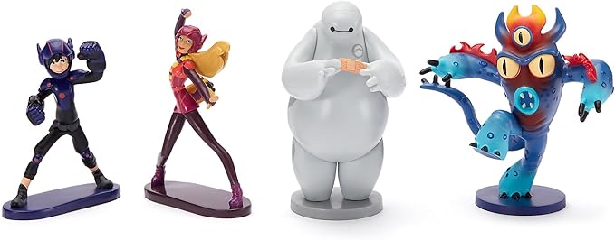 Disney Store Official Big Hero 6 Figure Set - 8 Fully Sculpted Disney Figures Including Hiro, Baymax, GoGo, Honey Lemon, Wasabi, Fred, Tadashi & Yokai in a Double-Tiered Box with Scenic Backgrounds