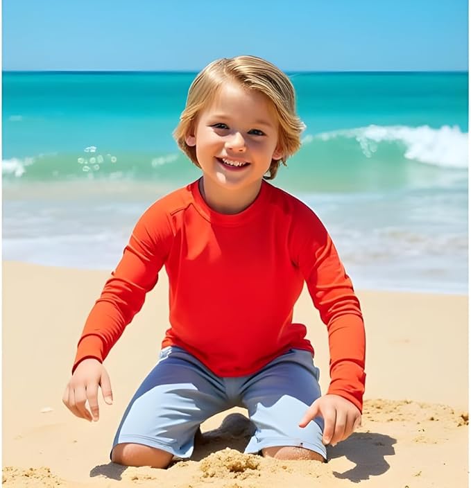 INGEAR Boys' Rash Guard UPF 50+ Swim Shirt - Lightweight, Quick-Dry, Durable Sun Protection for Swimming, Sizes XS-XL