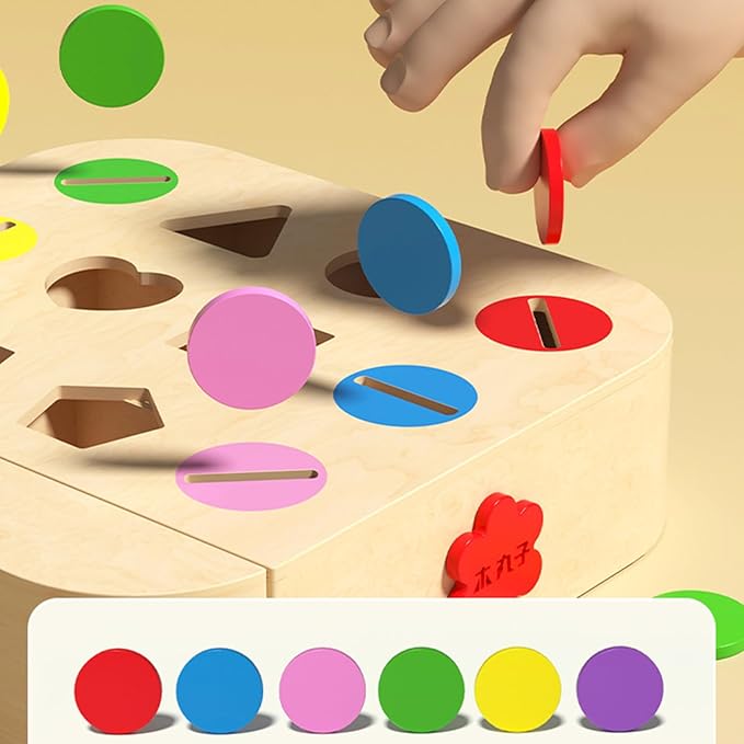 Wooden Shape Sorter, Educational Learning Toy, Color Sorting Activity Game, Sturdy Safe Design for Early Childhood Development, Perfect for Preschool Learning Baby Girl Toddler Boy Kid Birthday