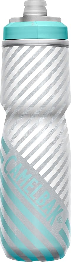 CamelBak Podium Chill Bike Insulated Squeeze Water Bottle Grey/Teal Stripe, 24oz