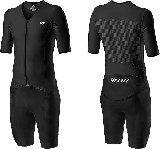 Logas Men‘s Triathlon Suit Trisuit Race Skinsuit Cycling Speed Suit Swimskin Bike Swim Run