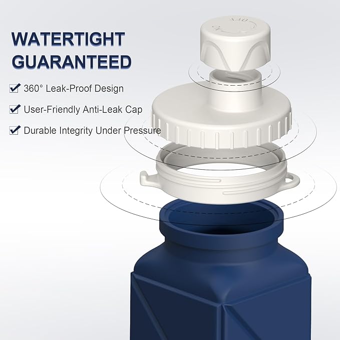 Collapsible Water Bottles 20.6oz, Silicone Foldable Portable Travel Water Bottle, Lightweight Reusable Leakproof for Traveling Camping Hiking Cycling Yoga Sports Outdoor, 1 Pack (Dark Blue)