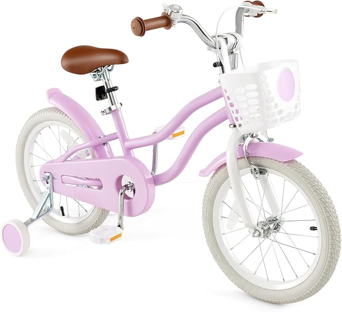 HONEY JOY Kids Bike, 12 14 16 18 20 Inch Toddler Bikes w/Training Wheels, Handbrake & Coaster Brake, Fully Enclosed Chain, Adjustable Handlebar & Seat, Kids Bicycle w/Basket, Girls Boys Bike 3-8