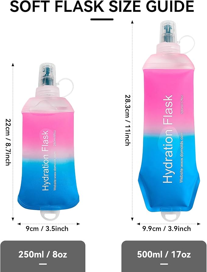 500ml Soft Flask Soft Water Bottle for Running, Hiking, Travelling, Cycling and Climbing - Gradient Pink