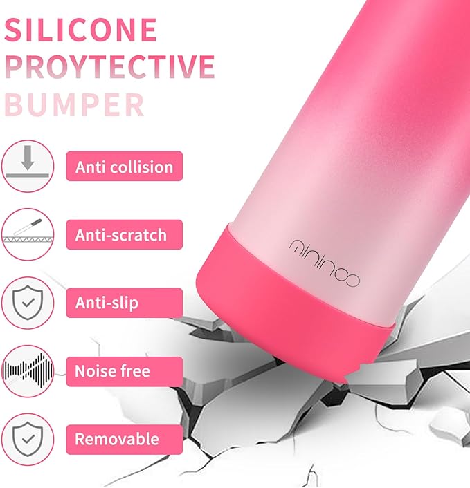 mininoo Kids Water Bottle for School, 16oz Stainless Steel Insulated Water Bottle Kids with Straw Lid for Girls, Boys (Sweat Peach)