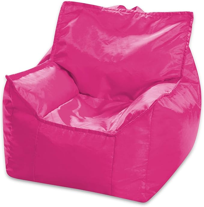 Posh Creations Bean Bag Chair Structured Comfy Seat Use for Gaming, Reading and Watching TV, Newport, Pink