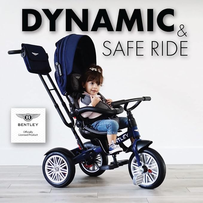 Bentley Trike - All Terrain Toddler Bike 6-in-1, Officially Licensed & Designed by Bentley Motors UK; Baby to Big Kid Tricycle is a Compelling Statement of Performance & Luxury, Sequin Blue (6m-5y+)