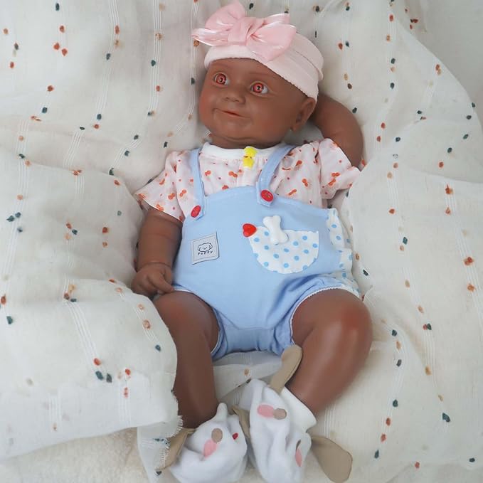 18.5 in Full Silicone Reborn Baby Dolls, 1:1 Lifelike Newborn Dolls Non Vinyl Realistic Reborn Toddler Dolls Boy Washable Sleeping Doll