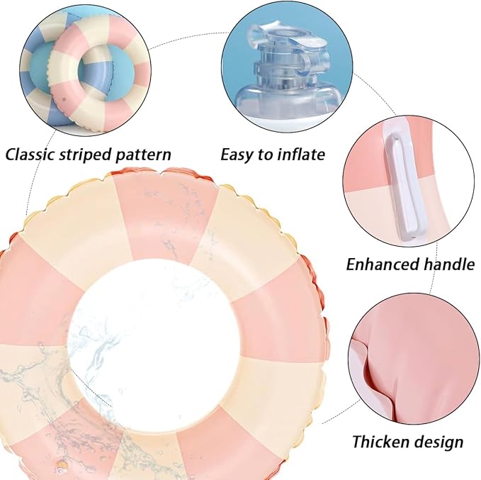 Children Swimming Ring, Inflatable Pool Floats Swim Tube Raft Toy with Fruits Mermaid Decorations Summer Water Fun Lounge Beach Lake Party Supplies for Kids