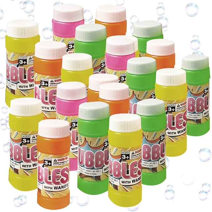 ArtCreativity Bubble Bottles with Wand - 24 Pack Bubbles for Kids Bulk Party Favors, Outdoor Summer Toys, Birthday Goodie Bag Fillers, Bulk Bubbles for Kids in Assorted Colors