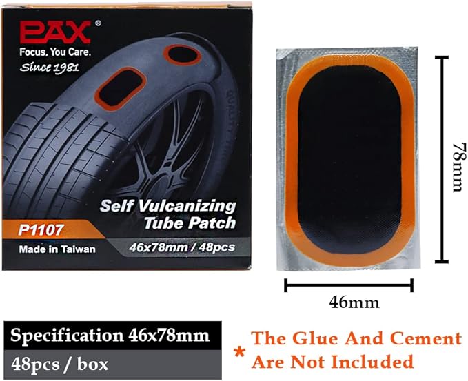 PAX 48 Pcs 46 x 78mm Oval Inner Tube Patches, Puncture Flat Tire Repair Patch for Automobile, Truck, Car, Bus, Motorcycle, Scooter, Bicycle, BMX, ATVs, River Floating, Inflatable Rubber