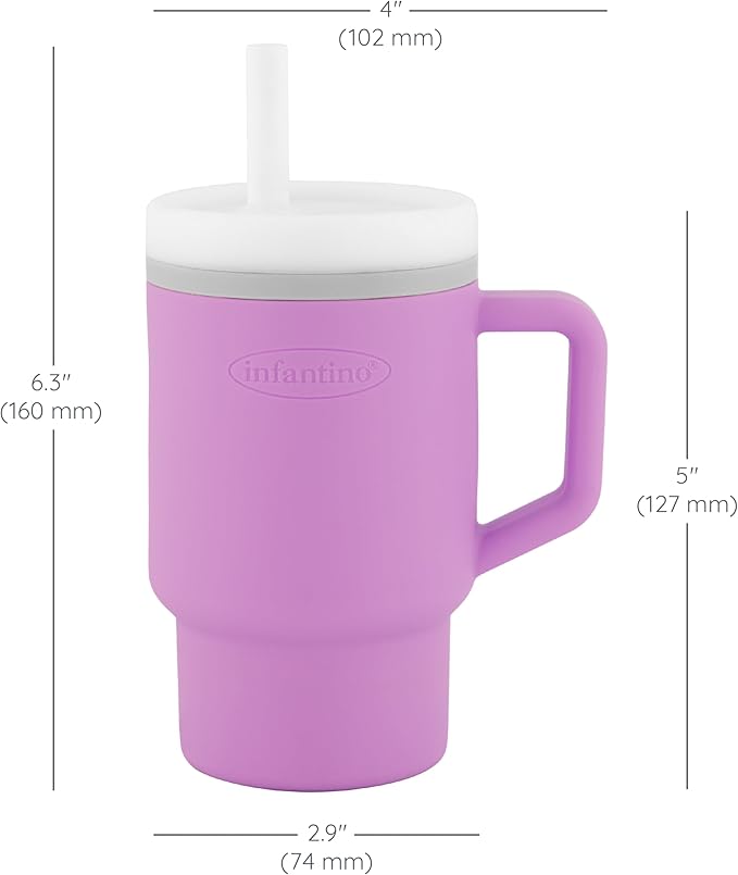 Infantino My 1st Tumbler, Silicone Sippy Cup with Straw & Handle, Spill-Resistant Baby Cup for On-the-Go, BPA-Free Transition Bottle
