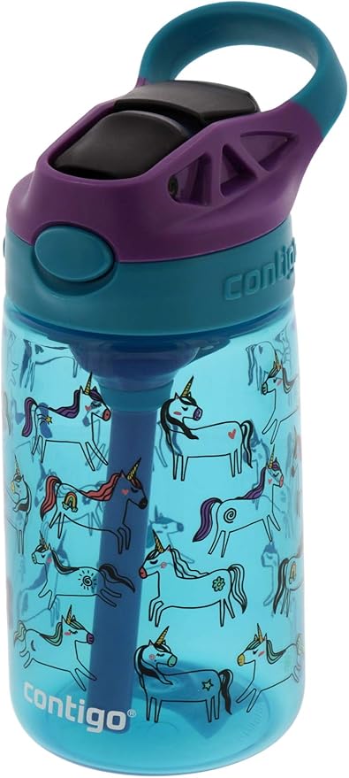 Contigo AUTOSPOUT Camping Hydration Water Bottles, 14oz (Pack of 1), Unicorn