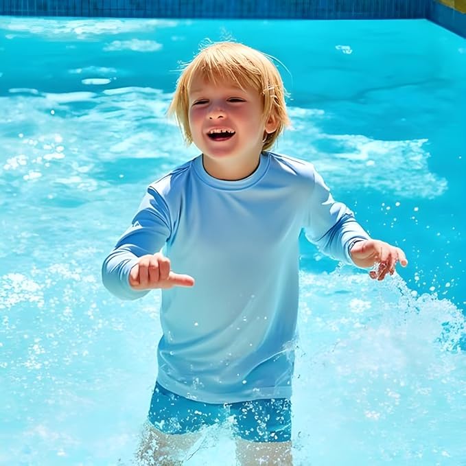 INGEAR Boys' Rash Guard UPF 50+ Swim Shirt - Lightweight, Quick-Dry, Durable Sun Protection for Swimming, Sizes XS-XL