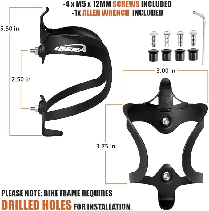 Ibera Bike Water Bottle Holder, Quick Access Water Bottle Holders for Bike with Firm Grip, Lightweight Aluminum Cage, Fits Standard & Oversized Bottles, Stylish Easy Mount Bikes Bottle Holder