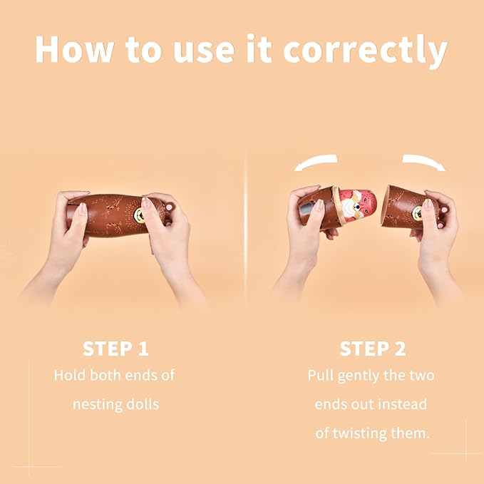 Nesting Dolls, Nesting Easter Eggs Toys, Wooden Handmade Matryoshka Dolls for Kids Birthday or Home Decoration (Bear)