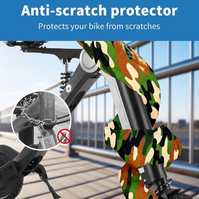 Scooter Lock,Electric Scooter Accessories,Heavy Duty Anti Theft Alloy Material Chain,Three Keys Lock for Electric Scooter,Motorcycle,Balance Car, Hoverboards,Bicycle,Camouflage
