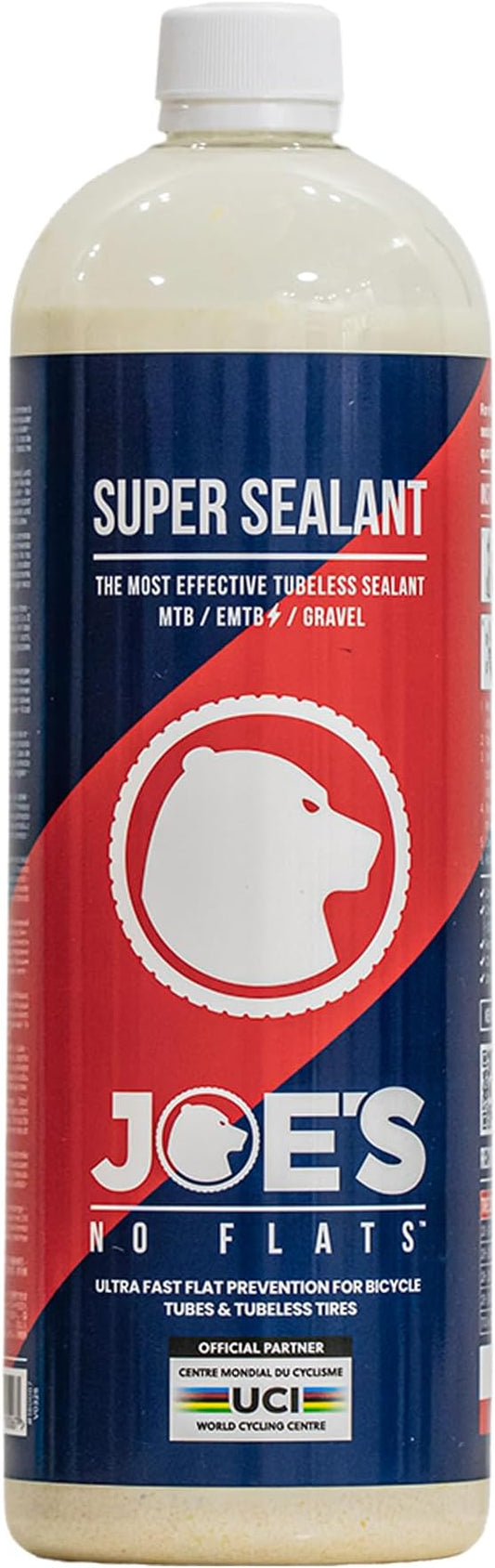 JOE'S NO FLATS Super Sealant - Gravel and MTB Bike Tires - Ultra-Fast Sealing for Tubeless and Inner Tubes | for Holes up to 0.25 Inches | Ready to Use Effective Puncture Seal