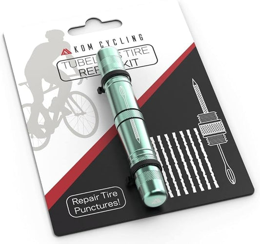 KOM Cycling Tubeless Tire Repair Kit for Bikes 8 Colors! Fixes Mountain Bike and Road Bicycle Tire Punctures