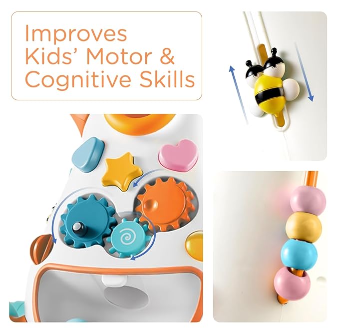 KÜB Montessori Baby Walker - Interactive Push Toy for Toddlers Learning to Walk with Soft Music & Lights, Adjustable Speed & Non-Slip Wheels, Educational Activity Center