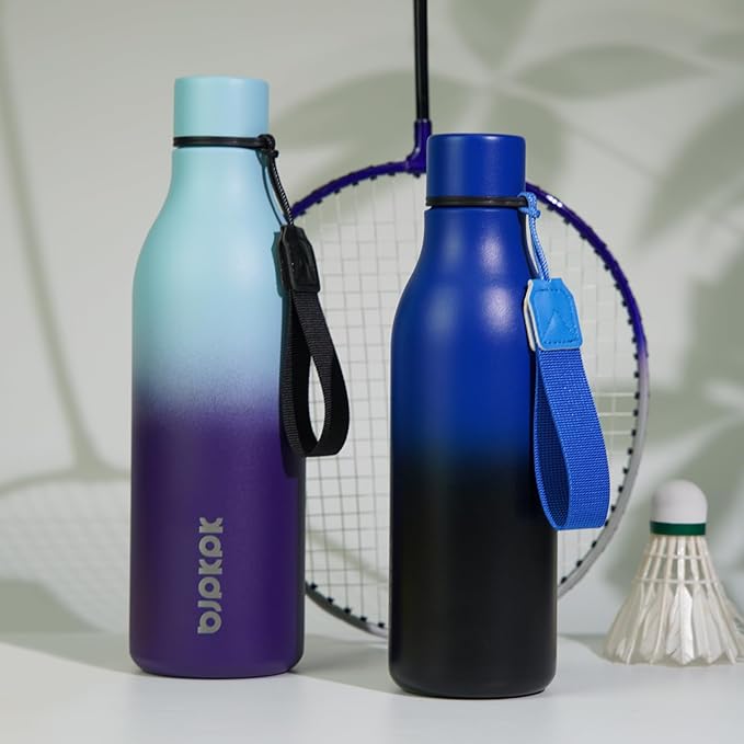 BJPKPK Insulated Water Bottles, 25 oz Stainless Steel Metal Water Bottle with Strap, BPA Free Leak Proof Thermos, Mugs, Flasks, Reusable Water Bottle for Sports & Travel, Ocean Dream