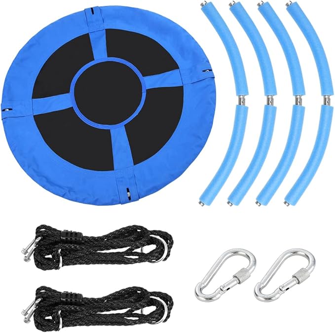 Saucer Tree Swing Seat for Kids 40 Inch Outdoor Round Tree Swing for Children Flying Saucer Swing with Adjustable Ropes Blue