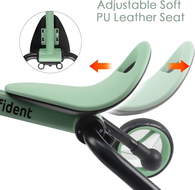 YGJT 4 in 1 Tricycle for Toddlers Age 2-5, Folding Toddler Bike Kids Trike Tricycles with Adjustable Seat and Removable Pedal, Baby Balance Bike Ride-on Toys Gift for Baby Boys Girls Birthday(Green)