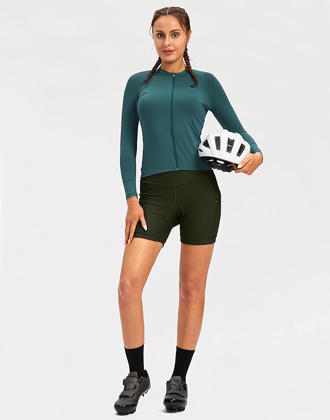 Women's 4D Padded Bike Shorts 5"/7" Riding Underwear Cycling Bicycle Road Biking Cycle Shorts for Women Zipper Pockets