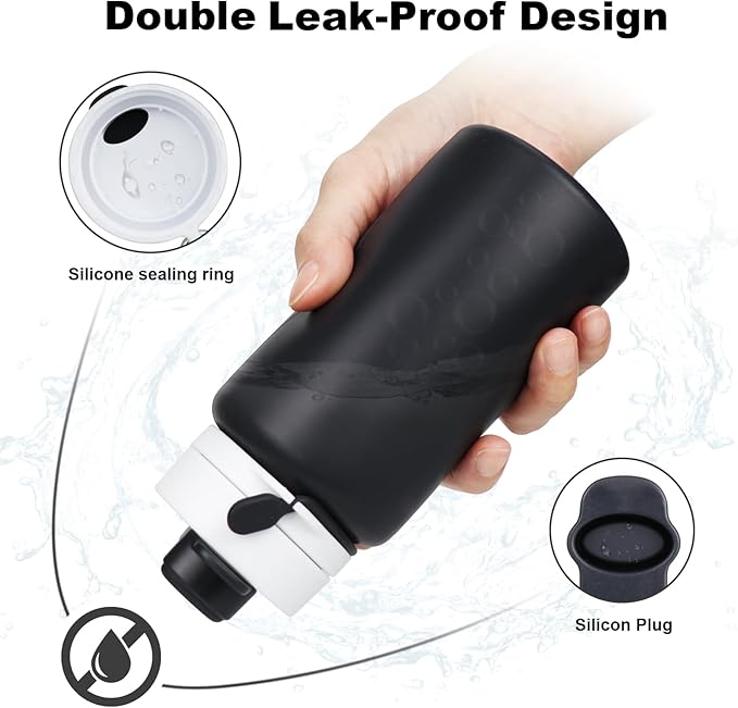 PLTCAT Collapsible Foldable BPA Free Reusable Lightweight Leak-Proof Travel Silicone Water Bottle for Travel, Gym, Hiking, Office, Camping