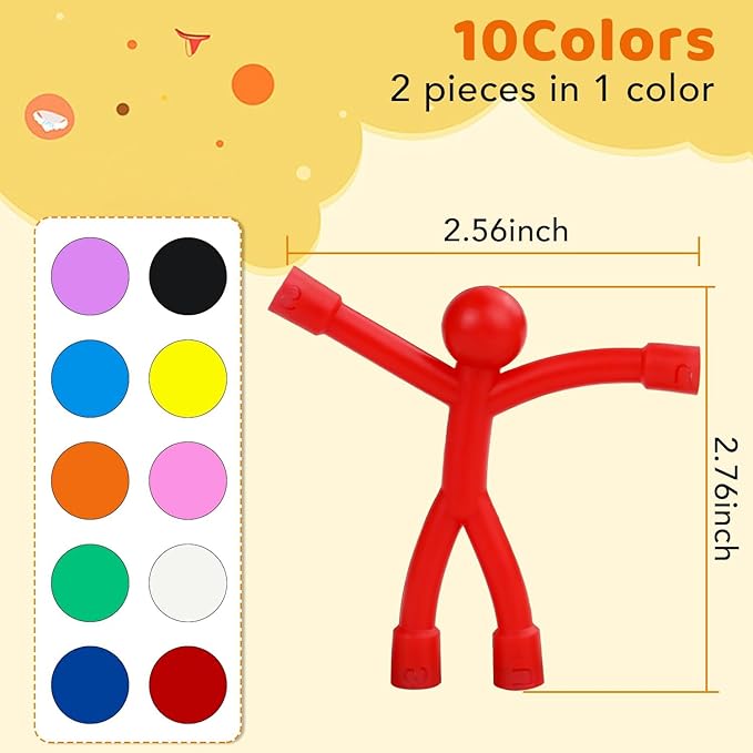 Magnetic Toys,Colourful Travel Toys,Magnet Men,Magnetic People,Fridge Magnets,Magnets for Young People,Whiteboard,Easter,Refrigerator,Office - 20Pack