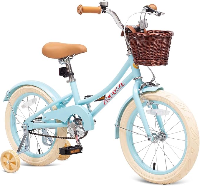 ACEGER Girls Bike with Basket, Kids Bicycle for 3-13 Years, Included Coaster Brake & Caliper Brake, 14 16 18 Inch with Training Wheels, 20 24 26 Inch with Kickstand but no Training Wheels