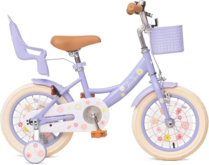 Girls Bike with Basket for Toddlers and Kids Aged 3-14 Years Old, 12 14 16 18 Inch with Training Wheels & Doll Seat, 20 Inch with Kickstand & Rear Rack, Princess Style Bicycle for Gift.