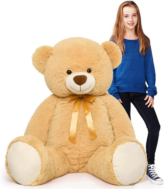 Tezituor 52in Giant Teddy Bear Stuffed Animal, Light Brown Big Teddy Bears Plush Gifts for Girlfriend, Kids, Life Size Large Cute Soft Bear Plush Toys Gift for Valentine’s Day, Christmas, Birthday