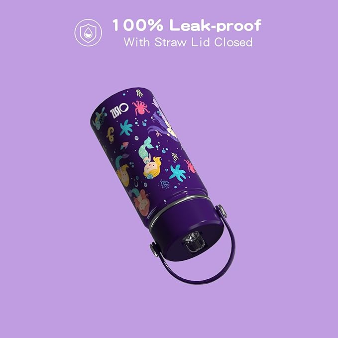 OISIZ Kids Water Bottle with Straw Lid 14oz, Vacuum Insulated 316 Stainless Steel Water Bottles for Kids for School, Leakproof Water Bottle, BPA Free and Keep Cold for 24 Hours