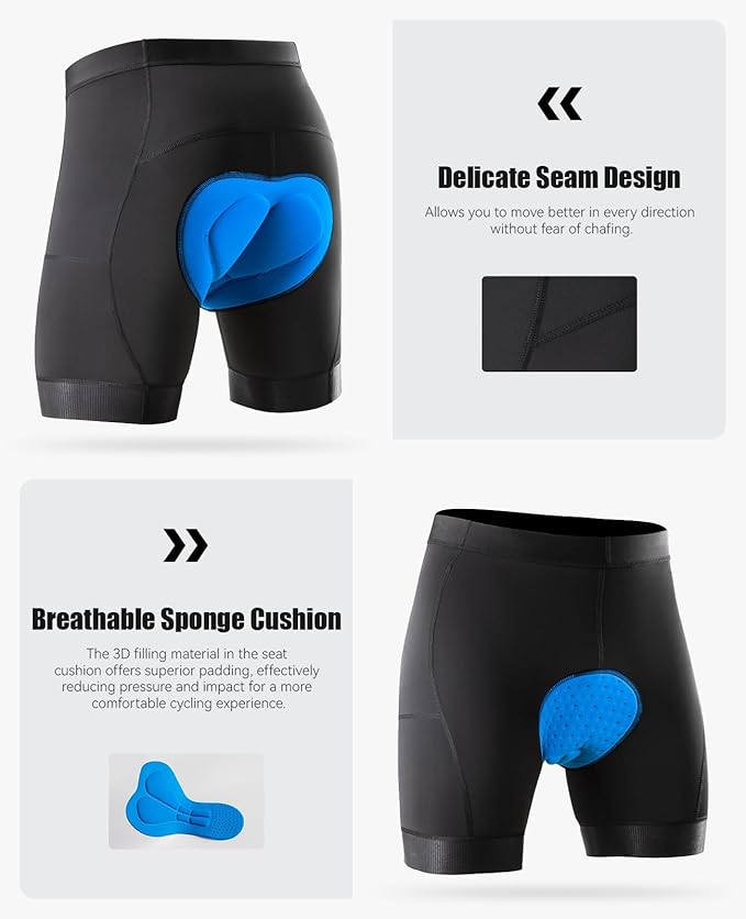 Niksa Men's Performance Cycling Shorts with 3D Pad, Road and Mountain Breathable Quick-Dry with 3 Pockets Bike Shorts