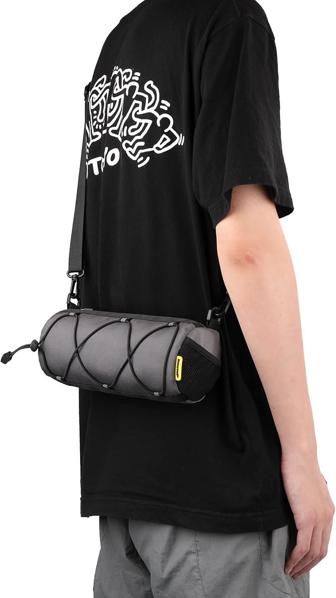 Bike Handlebar Bag Front Bike Bag 2.4Lbicycle handlebar bag with Shoulder Strap for Folding Road Mountain Bike (Gray)