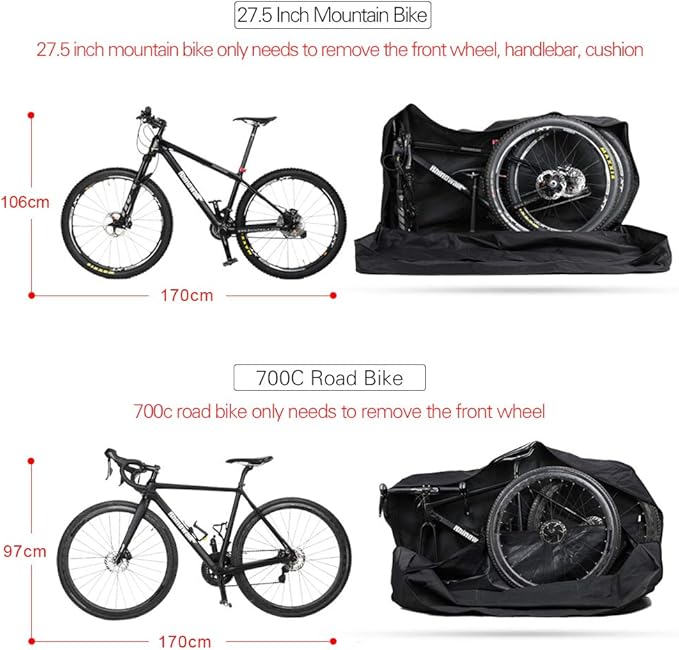 HUNTVP Bike Travel Bag Bicycle Transport Carrying Case with a Carry Bag for 26-29inch Folding Bike Foldaway Bicycle