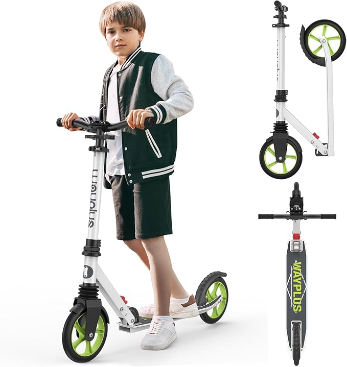 Kick Scooter for Ages 6+,Kid, Teens & Adults. Max Load 240 LBS. Foldable, Lightweight, 8IN Big Wheels for Kids, Teen and Adults, 4 Adjustable Levels. Bearing ABEC9