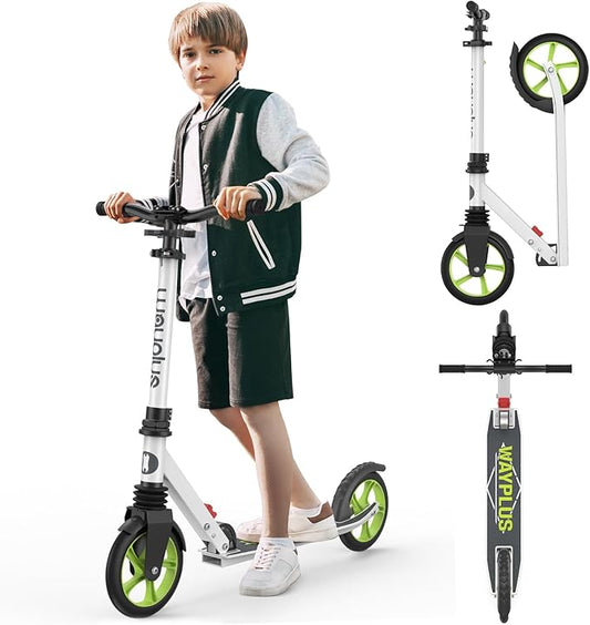 Kick Scooter for Ages 6+,Kid, Teens & Adults. Max Load 240 LBS. Foldable, Lightweight, 8IN Big Wheels for Kids, Teen and Adults, 4 Adjustable Levels. Bearing ABEC9