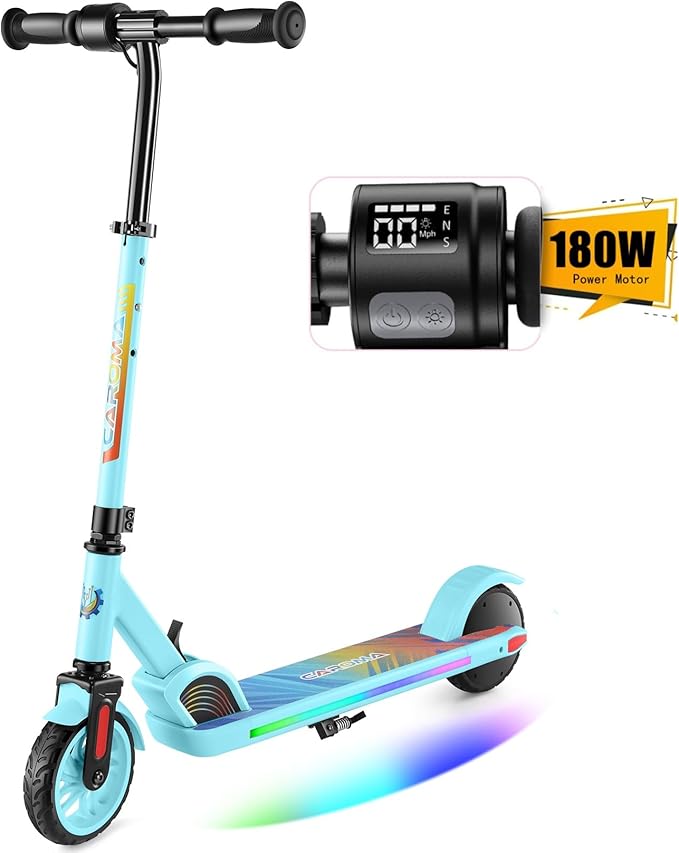 Caroma Electric Scooter for Kids Ages 6-14, 250W/180W/150W Motor & 15 Mph, 85 Mins Ride Time, Adjustable Height & Speed, LED Display, Kids Electric Scooter, Best Gifts for Boys & Girls